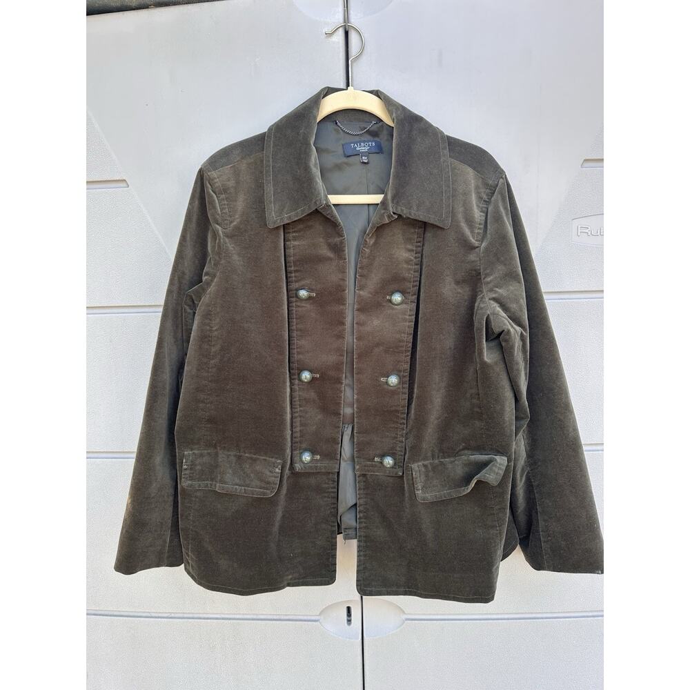 Talbot's Olive Velvet Military Inspired Jacket Sz 16W Steampunk Boho Festival